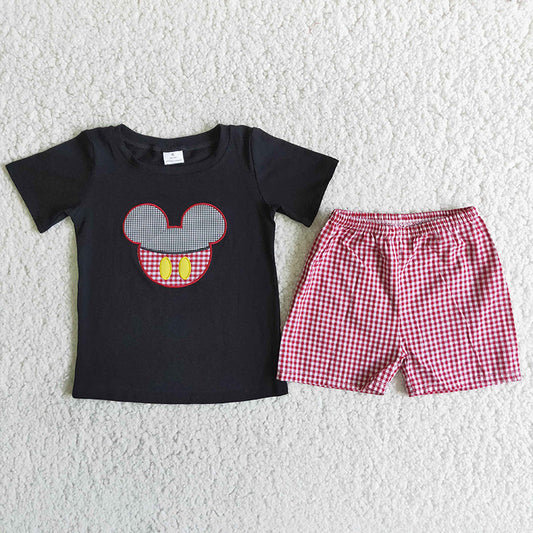 Mickey embroidery short set